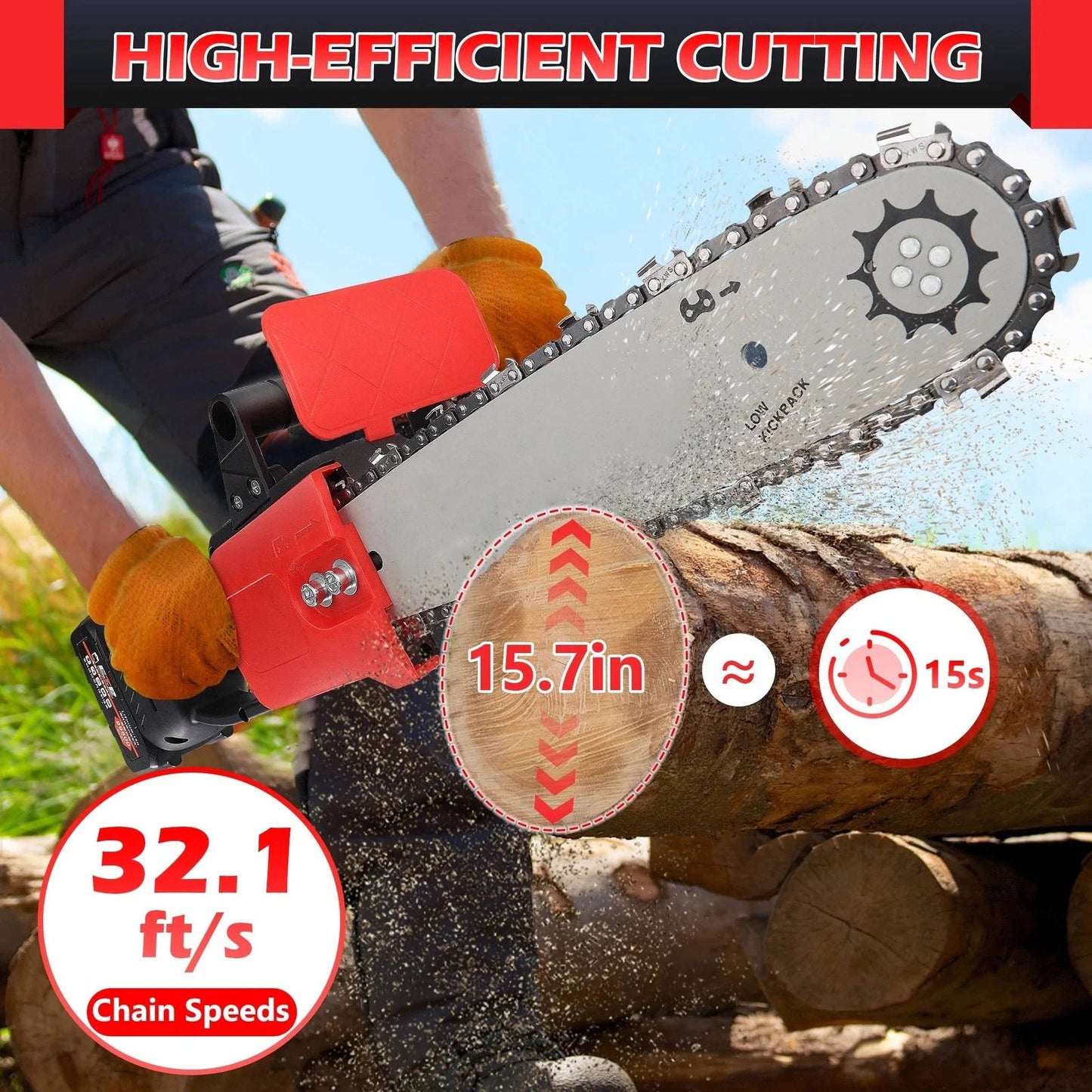 Portable 12 Electric Chainsaw 21V Cordless Saw Kit