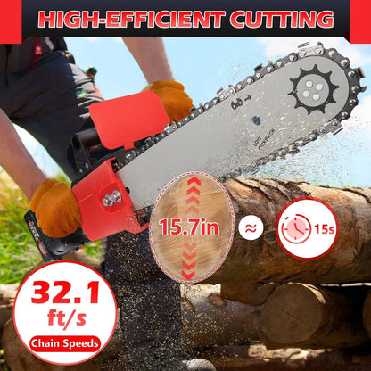 Portable 12 Electric Chainsaw 21V Cordless Saw Kit