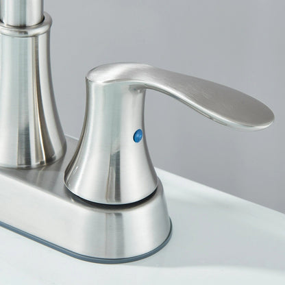 Modern 3 Hole Bathroom Faucet Brushed Nickel Mixer