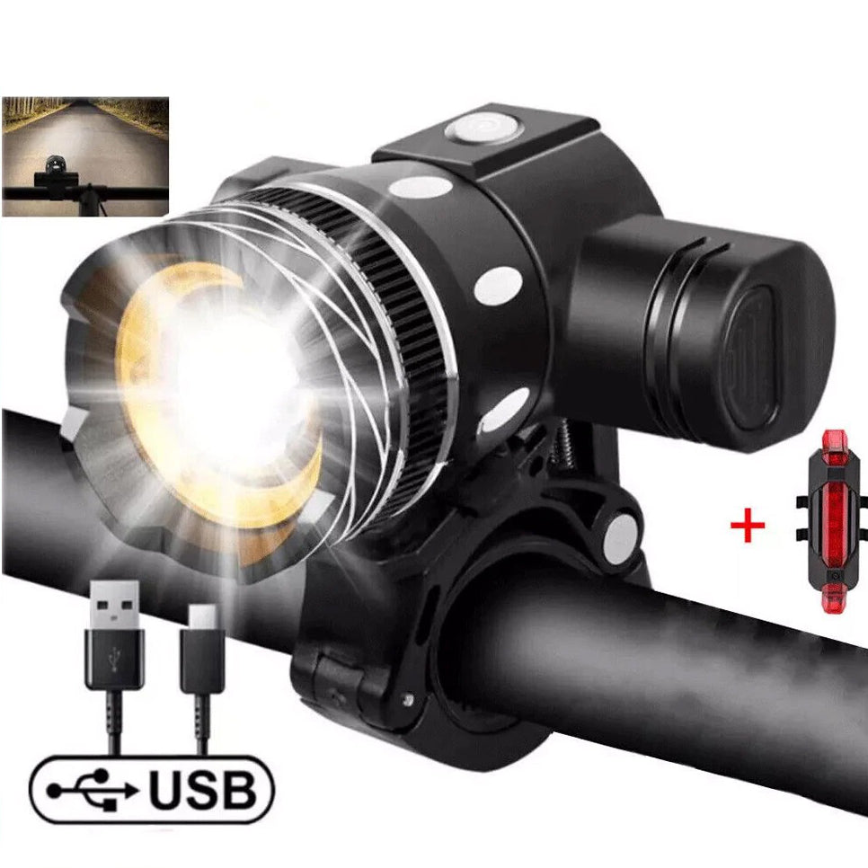 Bright Rechargeable Bike Lights Front and Rear Set - Halri