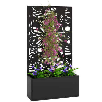 Elevated Steel Garden Planter With Lattice