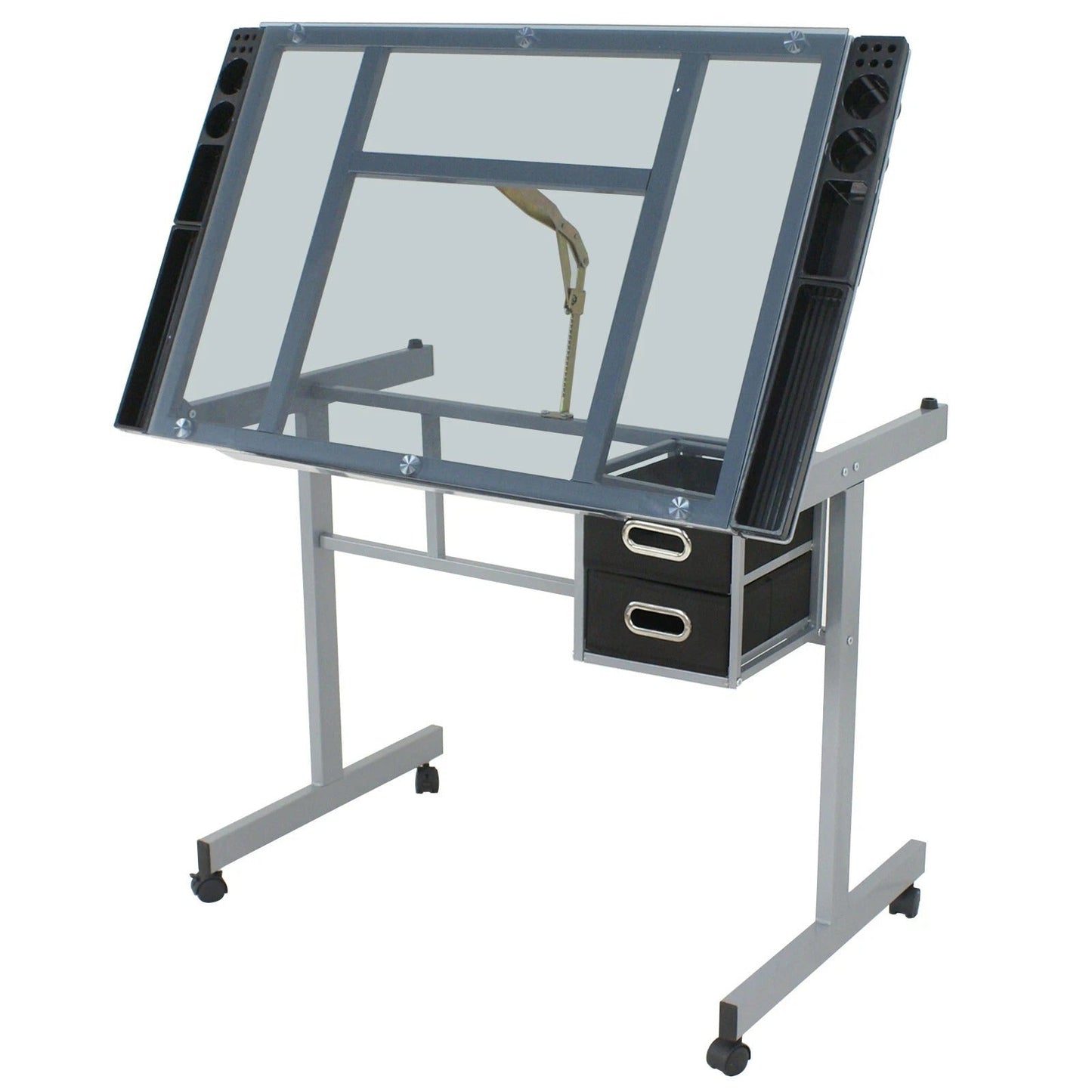 Portable Art Desk with Storage – Mobile Glass Drafting Table