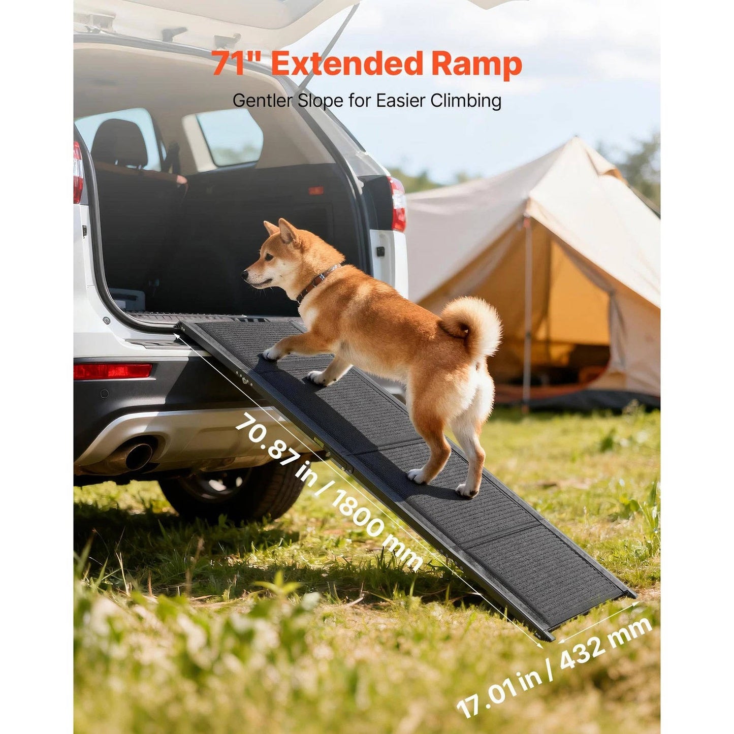 Portable Pet Car Ramp, Heavy Duty, Non Slip Surface