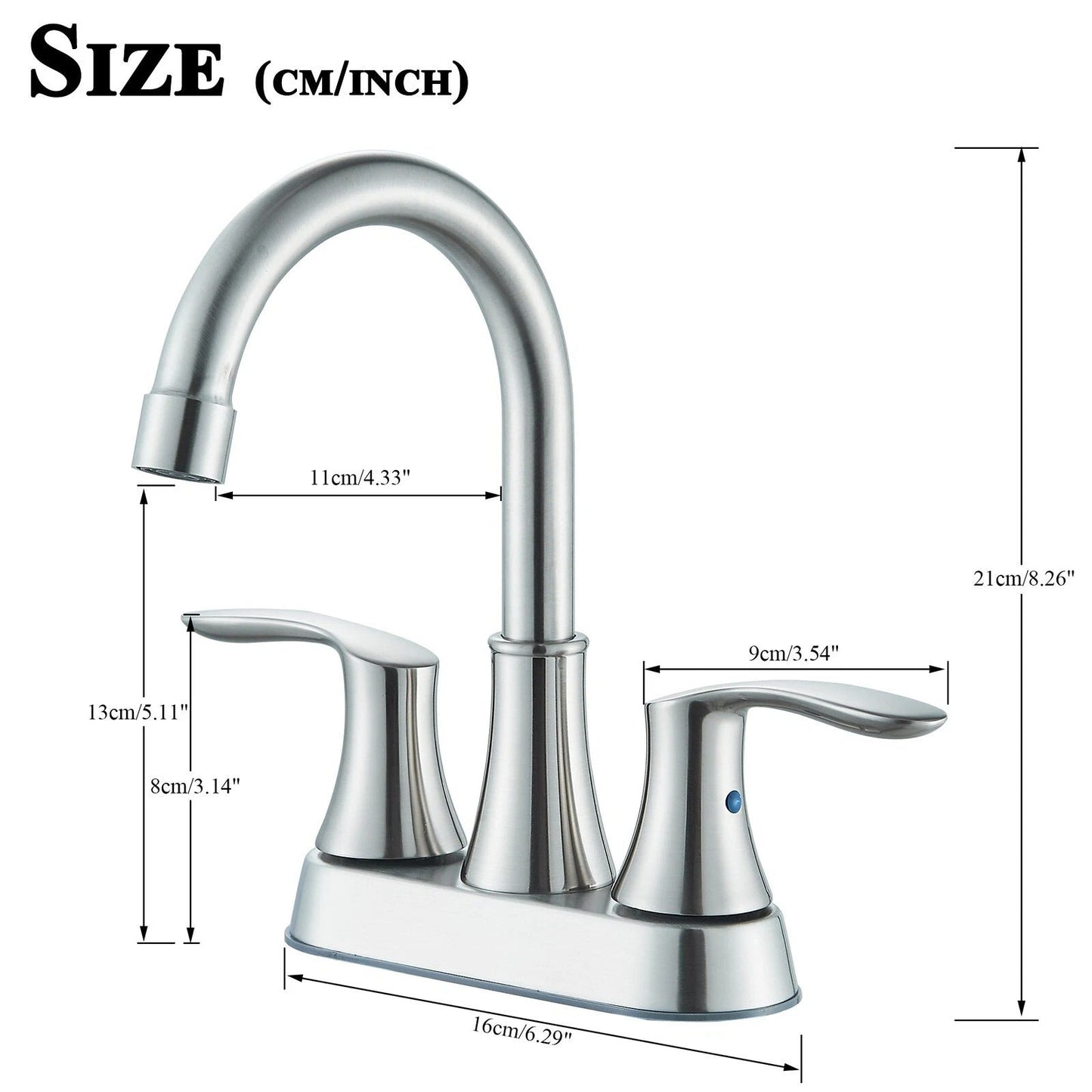 Modern 3 Hole Bathroom Faucet Brushed Nickel Mixer
