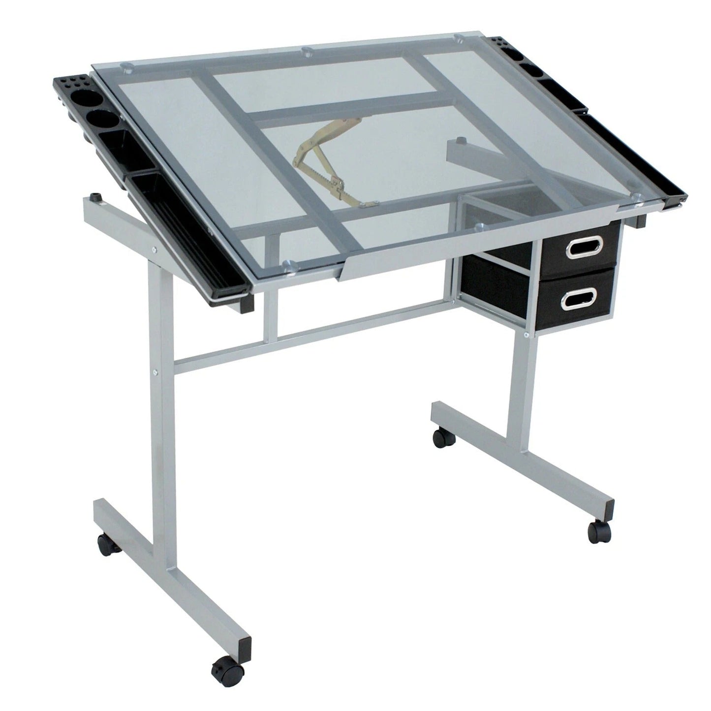 Portable Art Desk with Storage – Mobile Glass Drafting Table