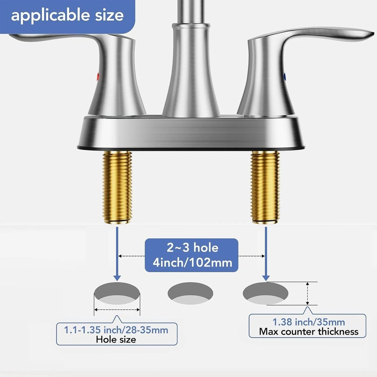 Modern 3 Hole Bathroom Faucet Brushed Nickel Mixer