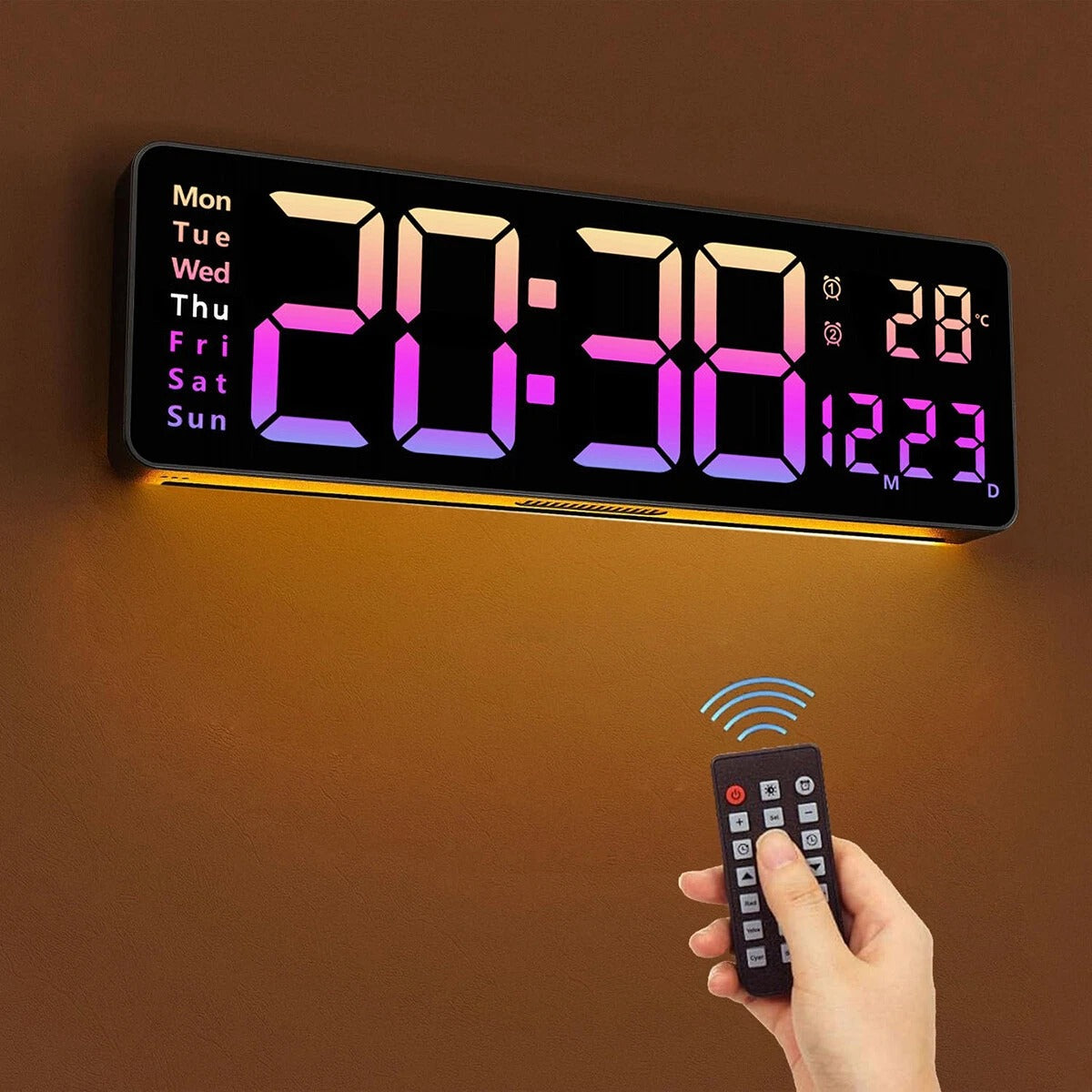 Extra Large Display LED Wall Clock with Date and Timer - Halri