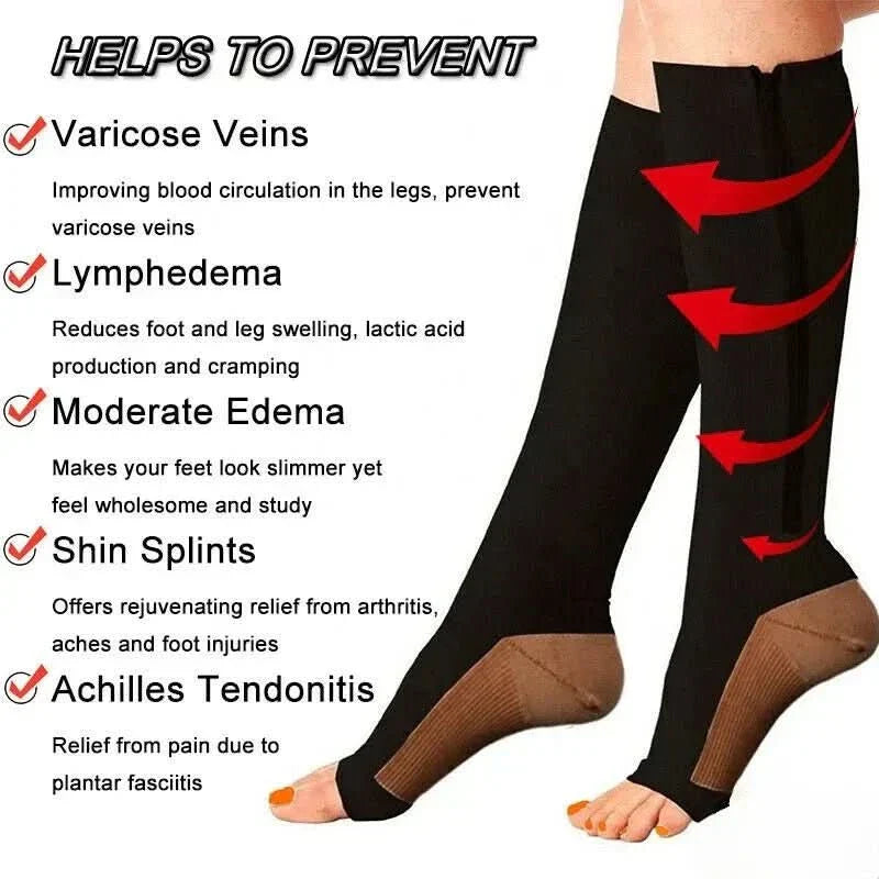 Comfortable Zip Up Compression Socks for Arch Support - Halri