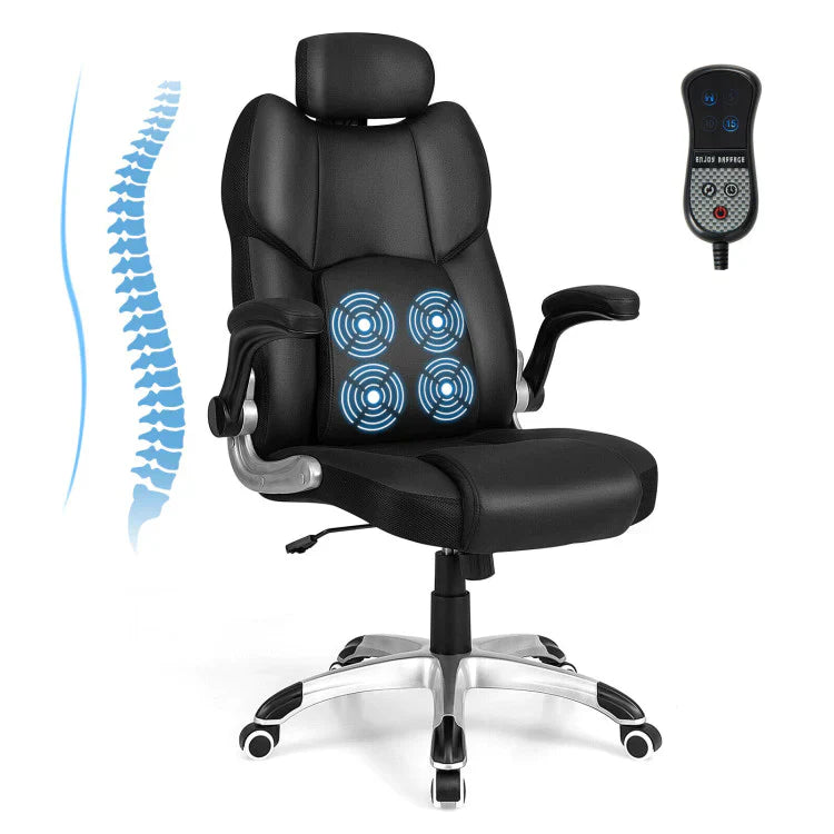 Comfortable Reclining Office Chair with Massage & Adjustable Headrest - Halri