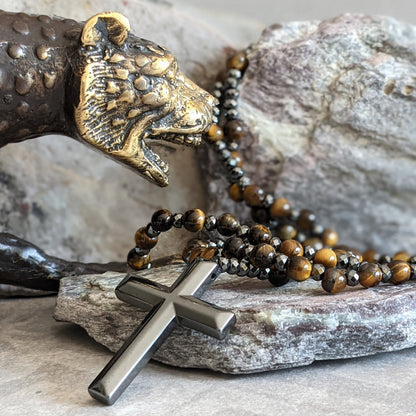 Men's Blue Gemstone Cross Chain Necklace - Halri