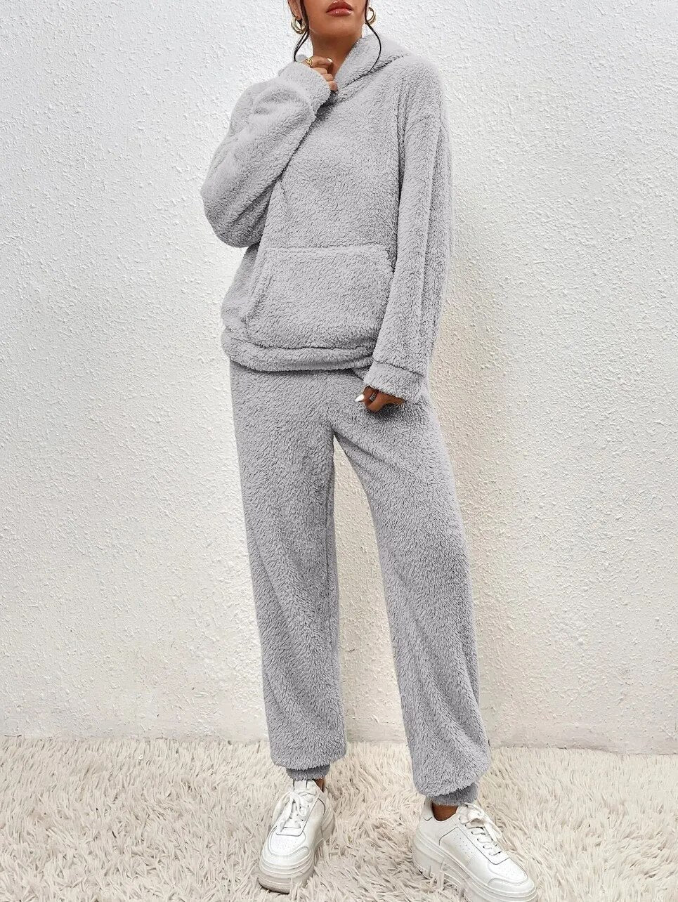 Plush Soft Hooded Teddy Bear Loungewear Set