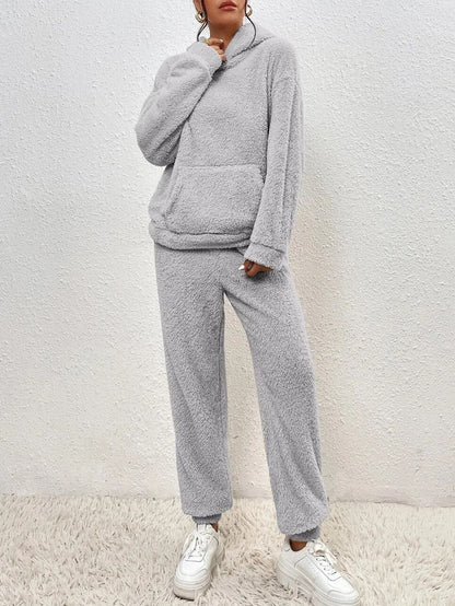 Plush Soft Hooded Teddy Bear Loungewear Set