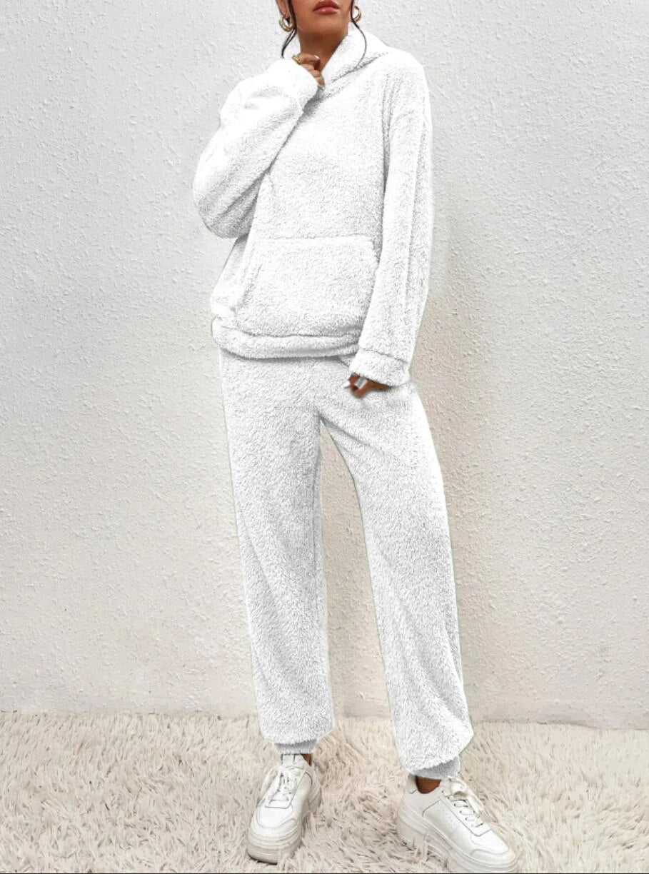 Plush Soft Hooded Teddy Bear Loungewear Set
