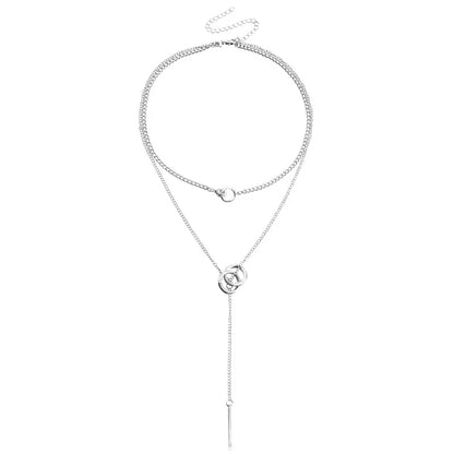 Double Circle Layered Chain Necklace