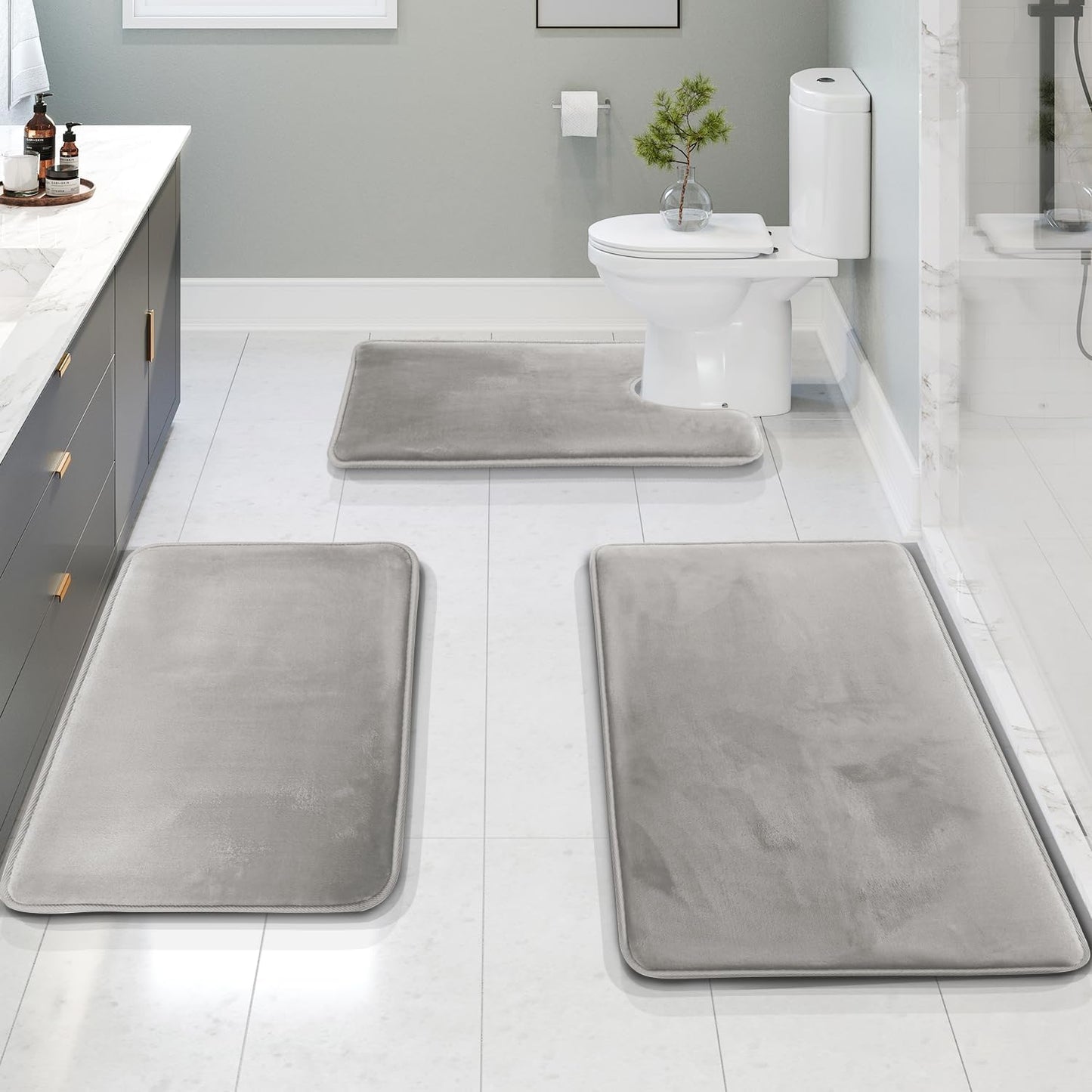 Plush Memory Foam Bathroom Mat Set, Soft and Absorbent - Halri