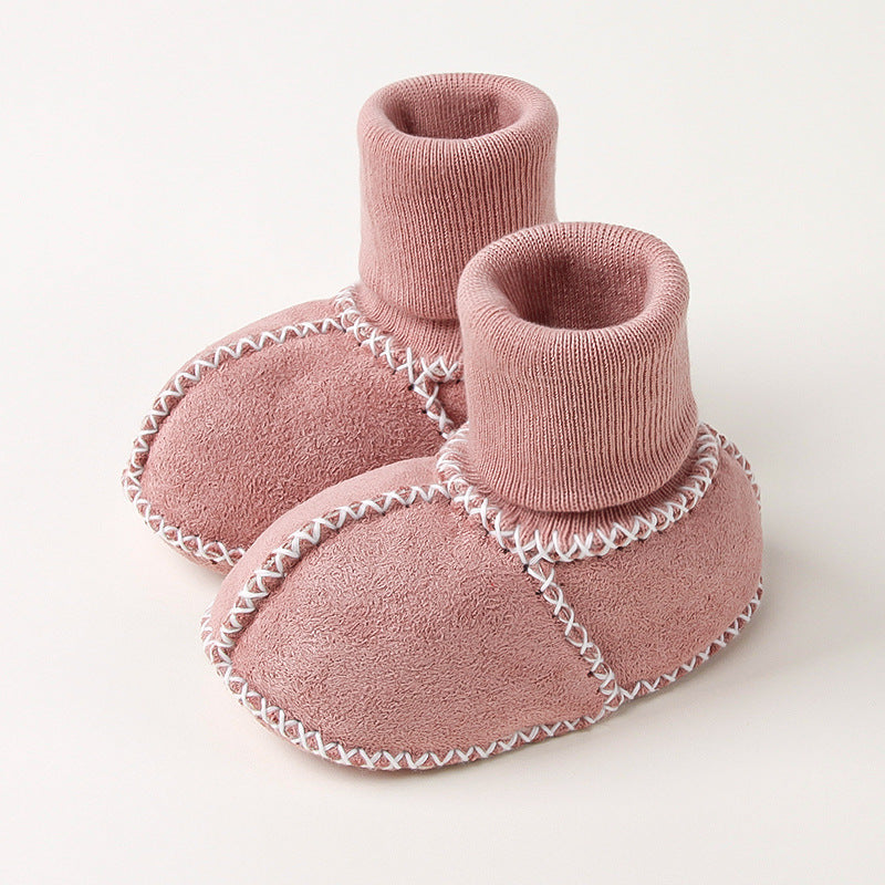 Warm Baby Booties in Soft Suede Style
