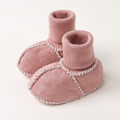 Warm Baby Booties in Soft Suede Style