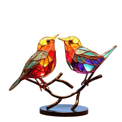Vibrant Bird Perch Home Decor Sculpture