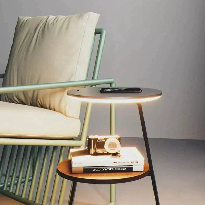Bedside Table Lamp with 2 Tier Shelf and Built in Light