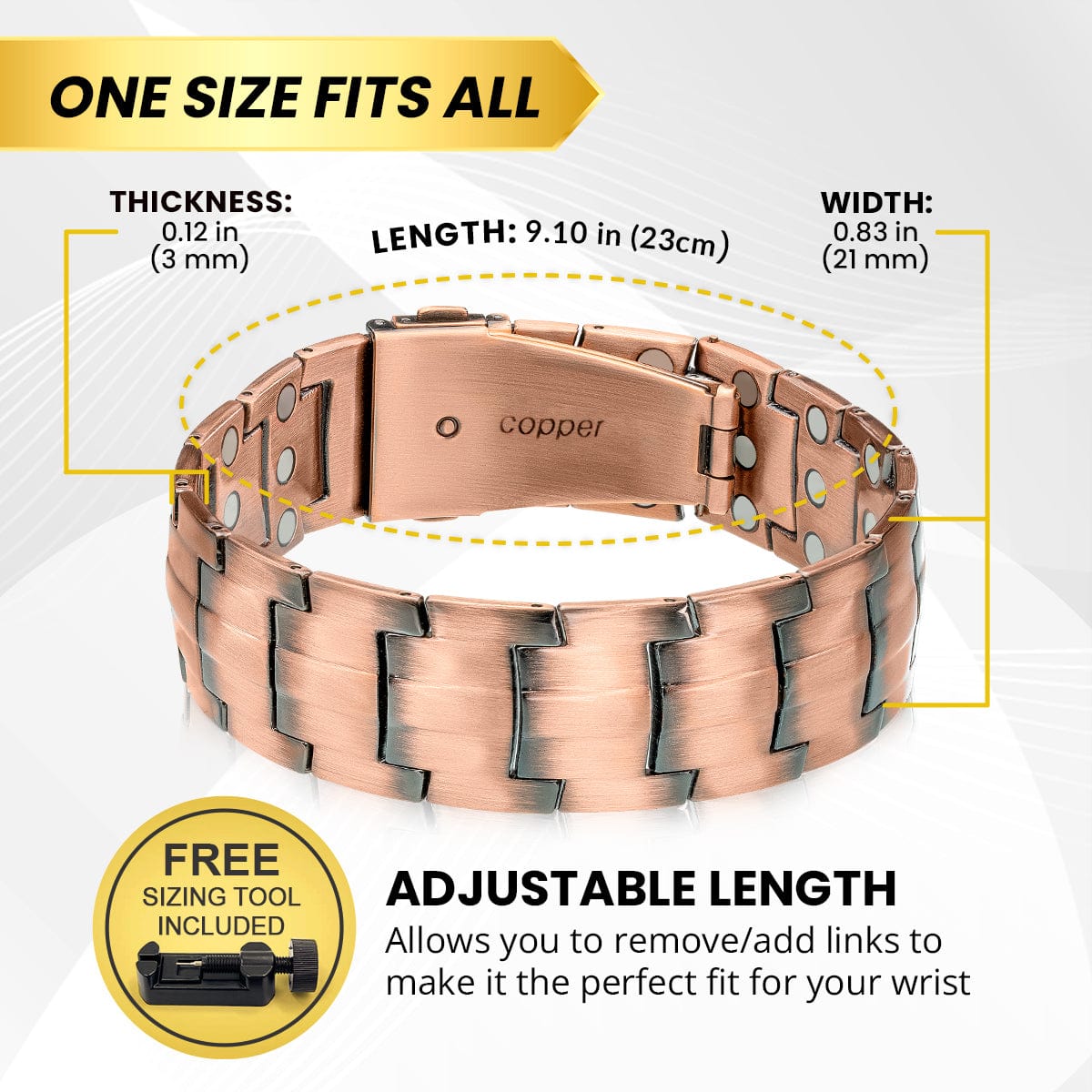 Strong Copper Magnetic Therapy Bracelet for Men