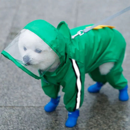 Cute Bear Dog Rain Jacket with Reflective Strips