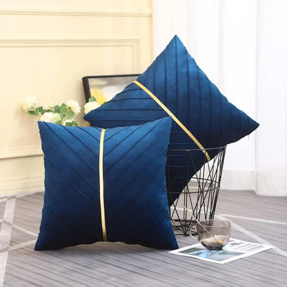 Elegant Black Velvet Pillow Cover with Gold Trim