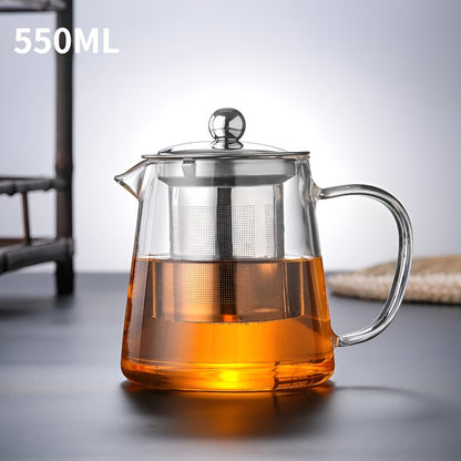 Clear Glass Tea Infuser with Steel Strainer and Wood Lid - Halri
