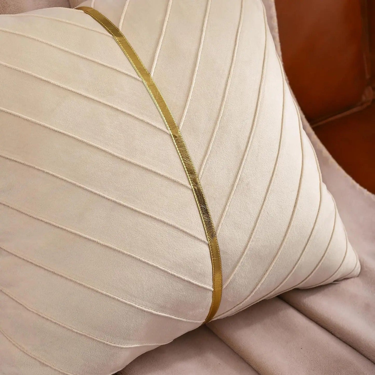 Elegant Black Velvet Pillow Cover with Gold Trim