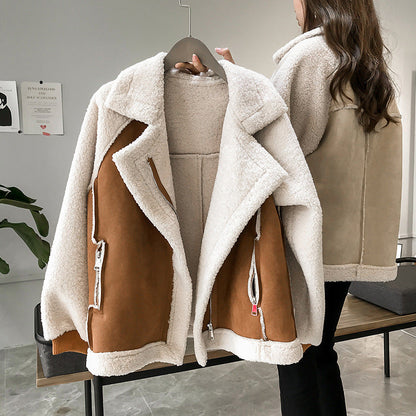 Ladies Soft Leather Zip Up Winter Coat