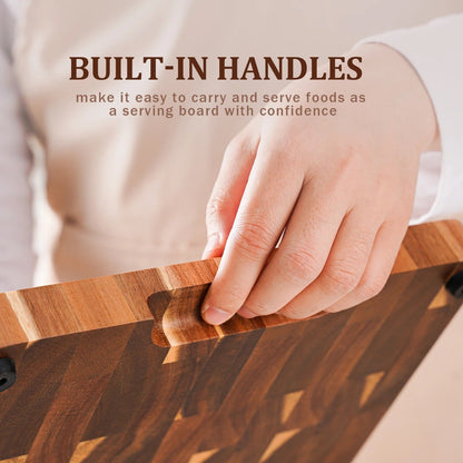 Durable Wood Cutting Board with Easy Grip Handles