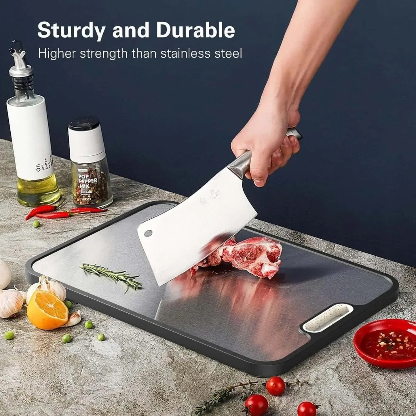 Durable Kitchen Cutting Board with Juice Tray