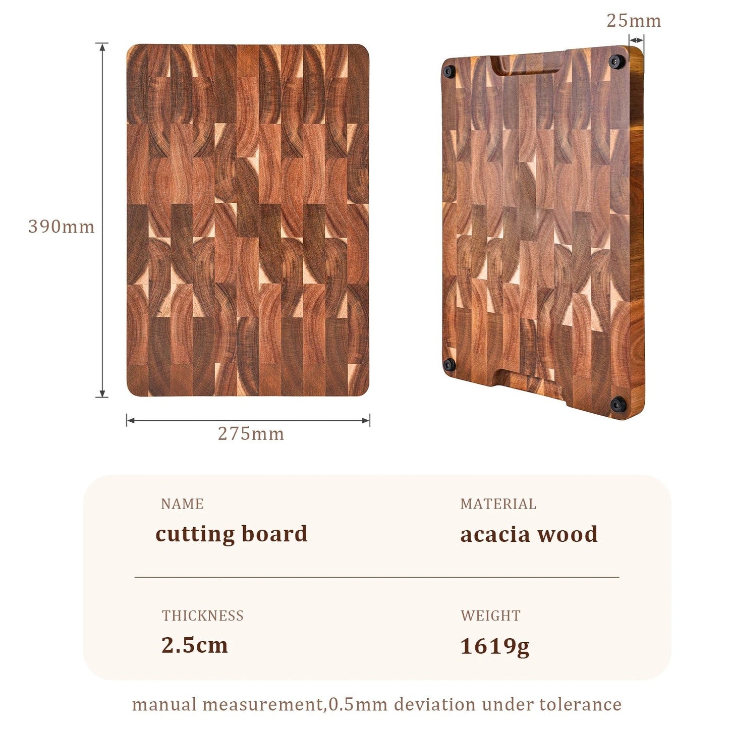 Durable Wood Cutting Board with Easy Grip Handles