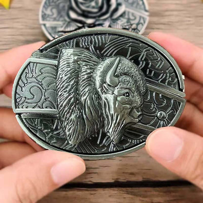 Western Style Silver Oval Belt Buckle