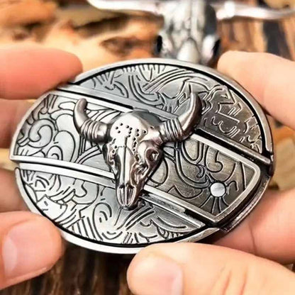 Western Style Silver Oval Belt Buckle - Halri
