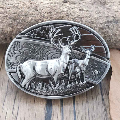 Western Style Silver Oval Belt Buckle