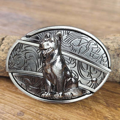 Western Style Silver Oval Belt Buckle