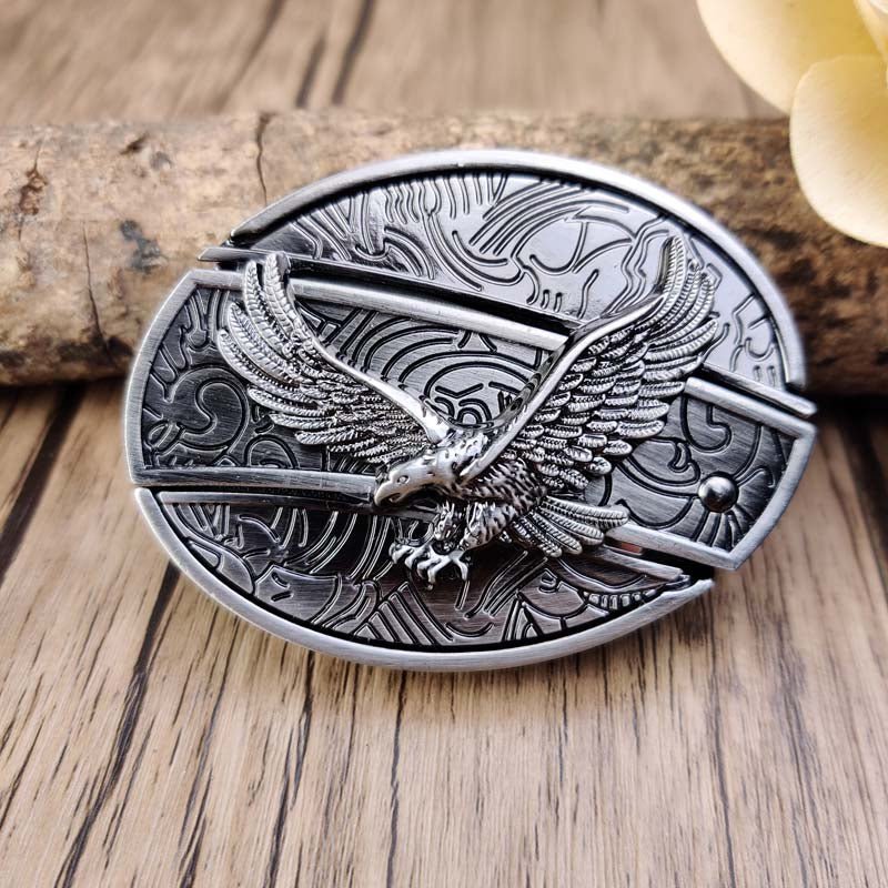 Western Style Silver Oval Belt Buckle