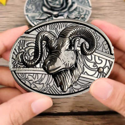 Western Style Silver Oval Belt Buckle