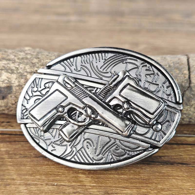 Western Style Silver Oval Belt Buckle