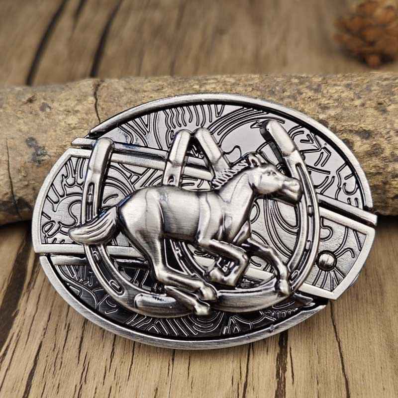 Western Style Silver Oval Belt Buckle