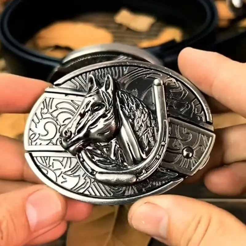 Western Style Silver Oval Belt Buckle