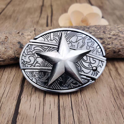 Western Style Silver Oval Belt Buckle
