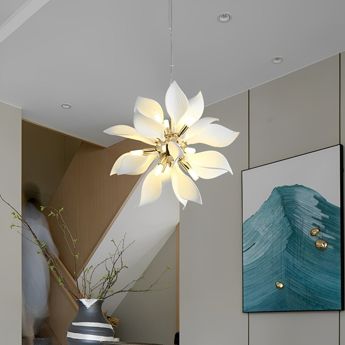 Elegant Glass Floral Pendant Lighting Fixture