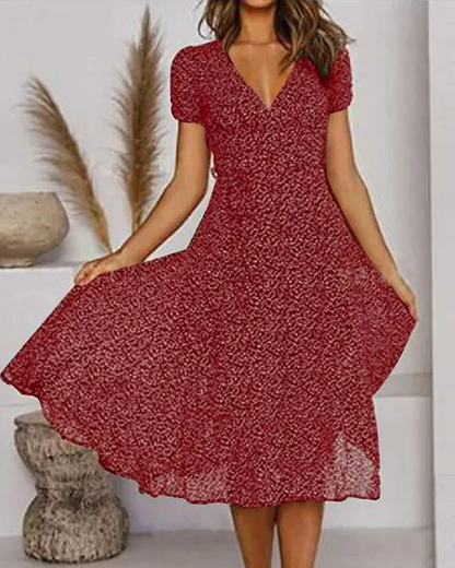 Pretty V Neck Flowy Summer Dress