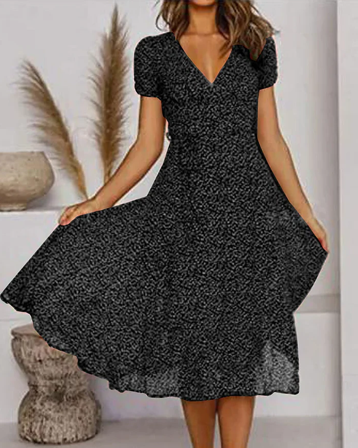 Beautiful Flower V Neck Evening Dress - Befez