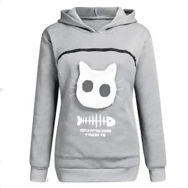 Cozy Cat Owner Hoodie with Pouch