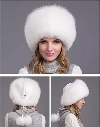 Luxurious Real Fur Winter Hat for Women with Earmuffs