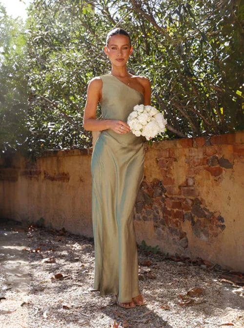Trendy One Shoulder Midi Dress