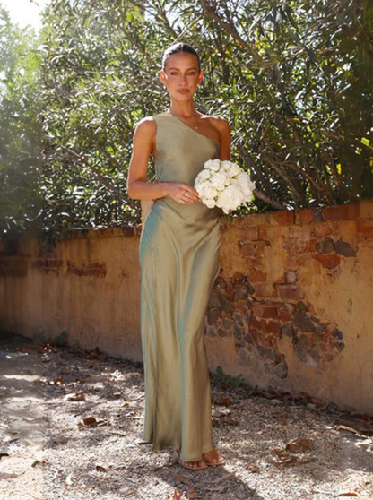 Trendy One Shoulder Midi Dress