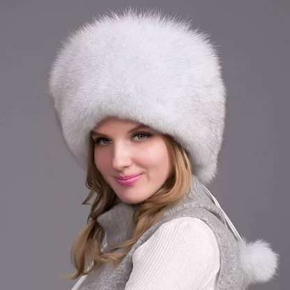 Luxurious Real Fur Winter Hat for Women with Earmuffs